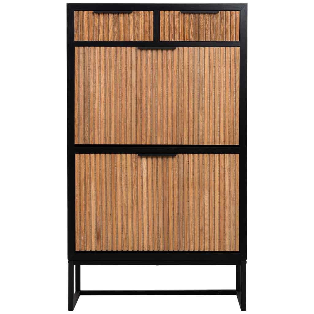 SCHUHREGAL mit 2 schubladen und 2 türen, holz und metall, 70x32x120 cm - Braun, Holz (70/120/32cm) - Wanderlust