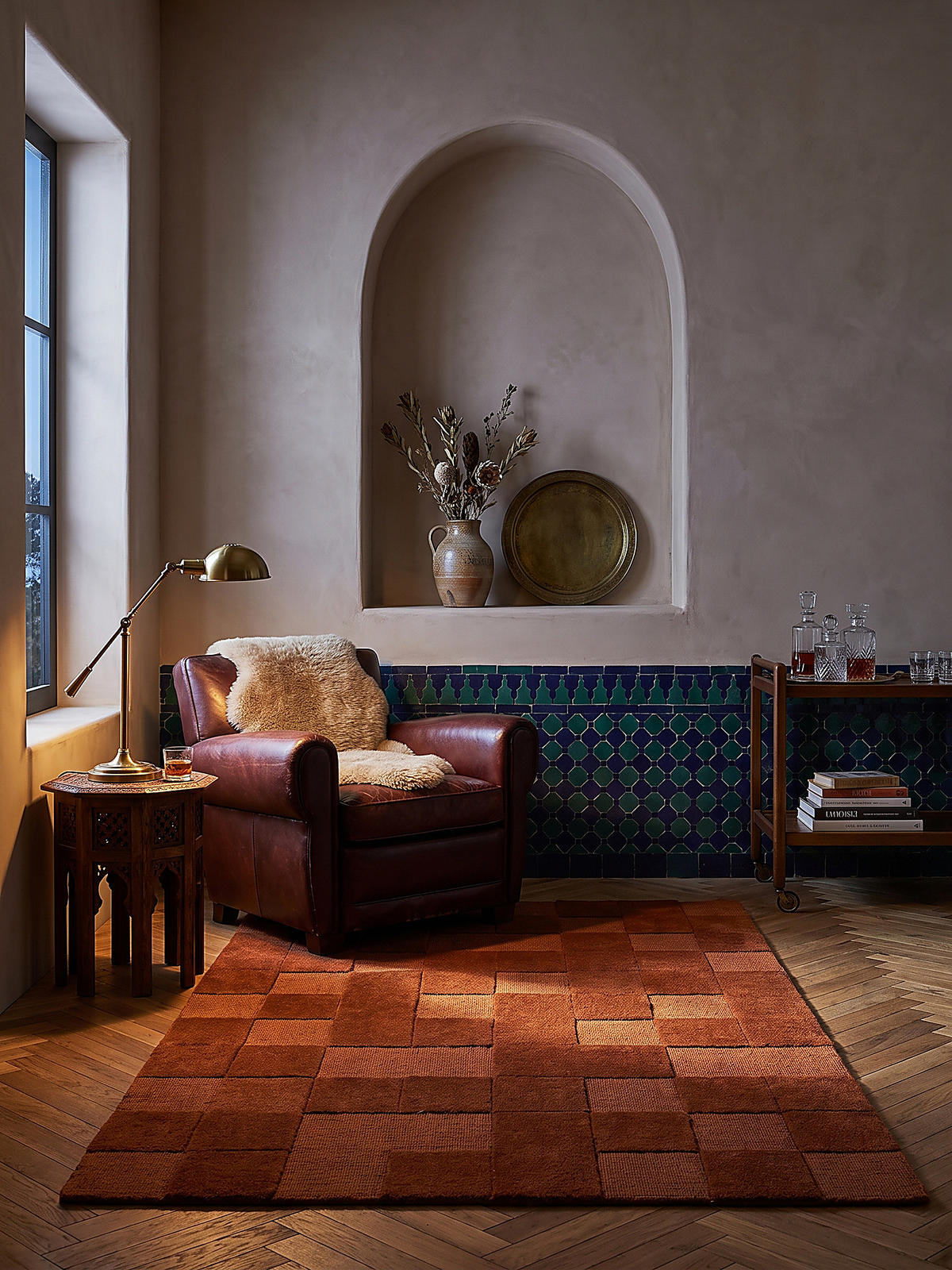 TEPPICH aus Wolle, handgetuftet, DEBEN, in Terrakotta, Schachbrettmuster, 160 x 230 cm - Orange, Textil (160/230cm) - KADIMA DESIGN