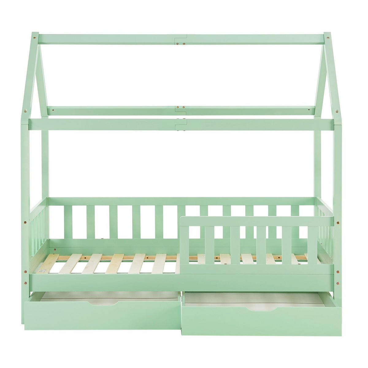 KINDERBETT Marli mint 90x200 cm mit Bettkasten - Mintgrün, Holz (90/200cm) - Juskys