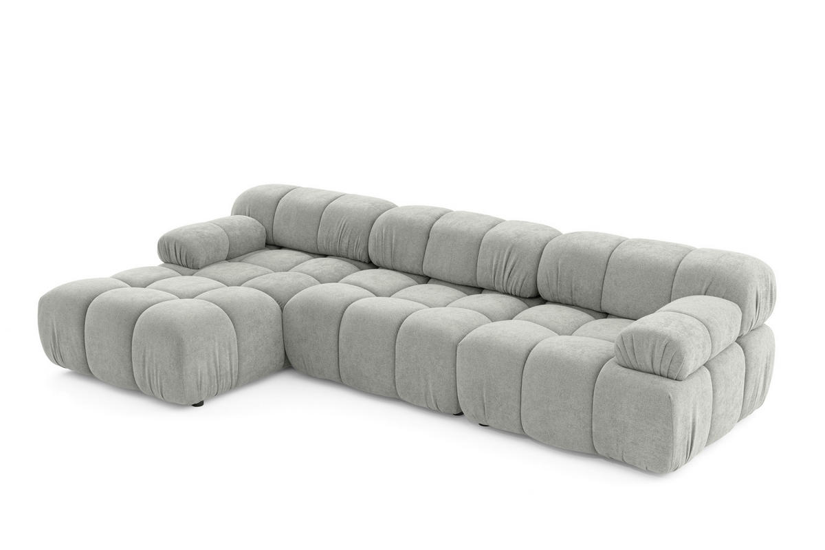 MODULARES Ecksofa MOMENTUM L, Links, Breite 282 cm, strukturierter Stoff, Grau - Chromfarben/Grau, Holz/Textil (282/155cm) - Muffo