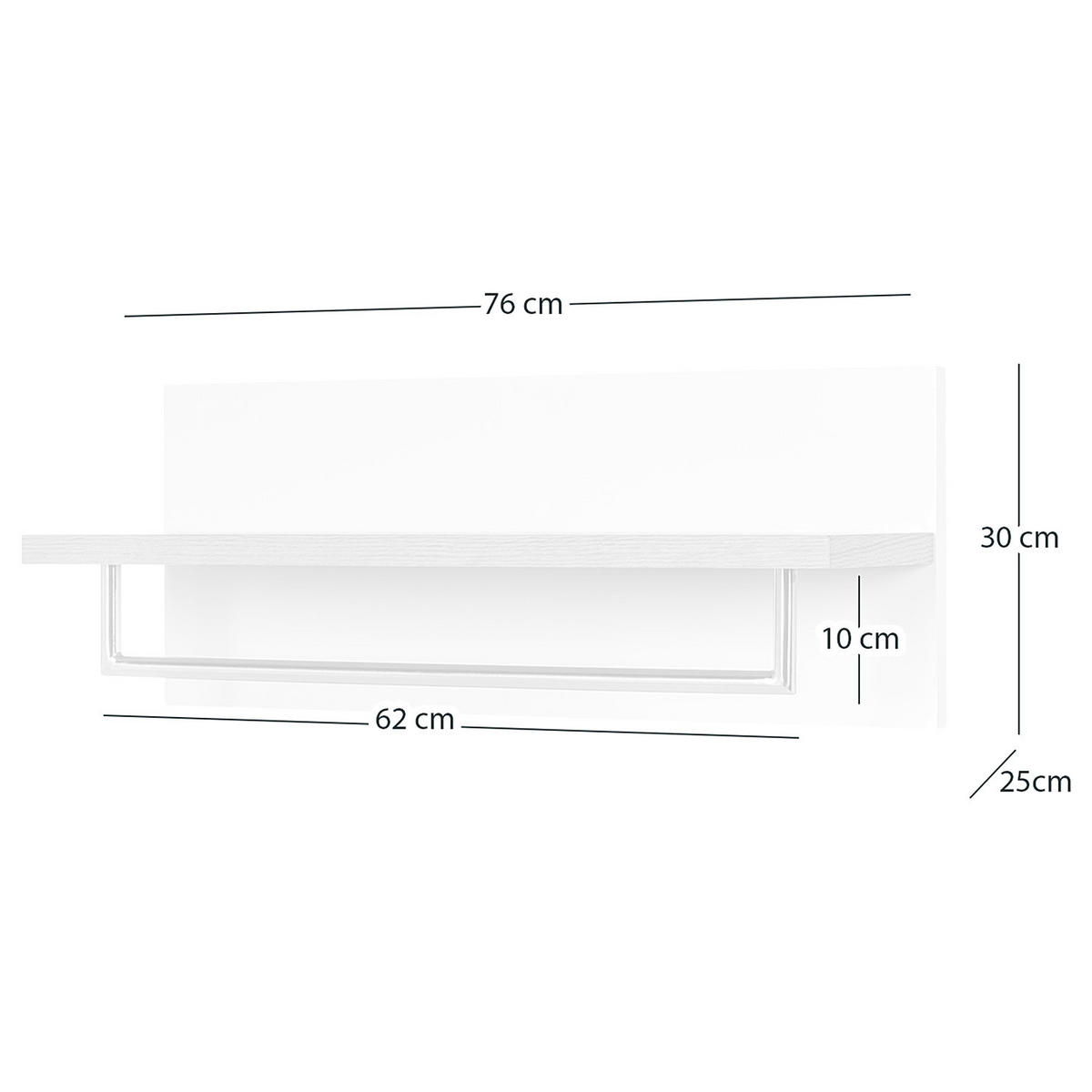 WANDGARDEROBE - Weiß, Holzwerkstoff (76/30/25cm) - home24