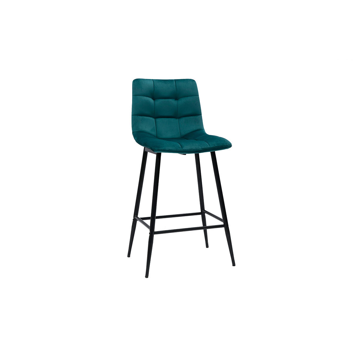BARHOCKER Samt Petrol H65 cm 2er-Set MAXWELL - Blau, Textil (51/99/50cm) - Miliboo