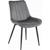 ESSZIMMERSTUHL Dunkelgrauer Velours, geriffelte Rückenlehne, bequeme Sitzfläche - Grau, Textil (56/89/43cm) - Best For Home