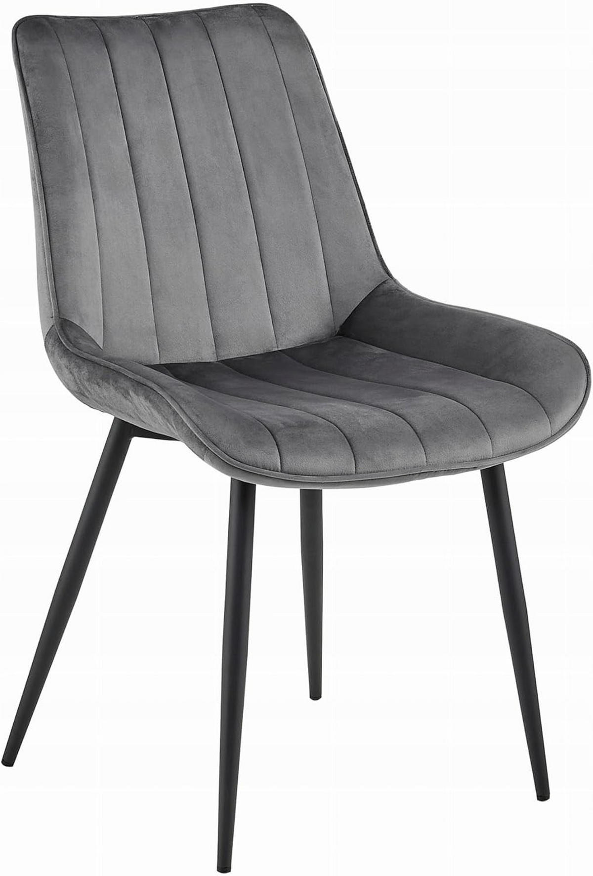 ESSZIMMERSTUHL Dunkelgrauer Velours, geriffelte Rückenlehne, bequeme Sitzfläche - Grau, Textil (56/89/43cm) - Best For Home