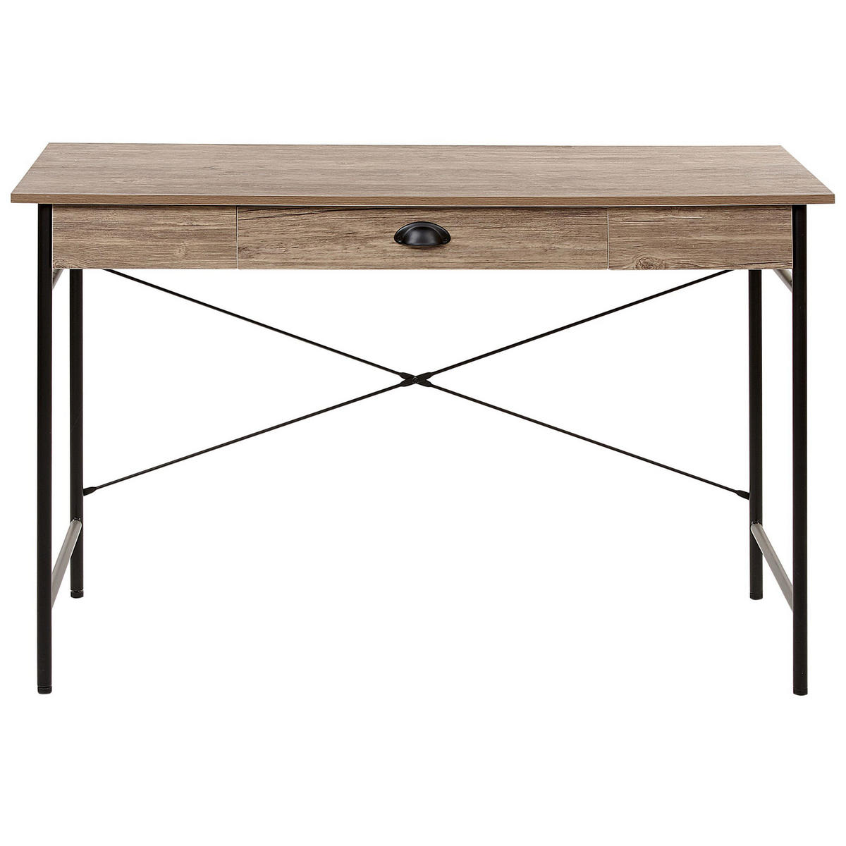 SCHREIBTISCH dunkler Holzfarbton 120/60/76 cm Casco - Dunkelgrau, Holzwerkstoff (60/120/76cm) - Beliani