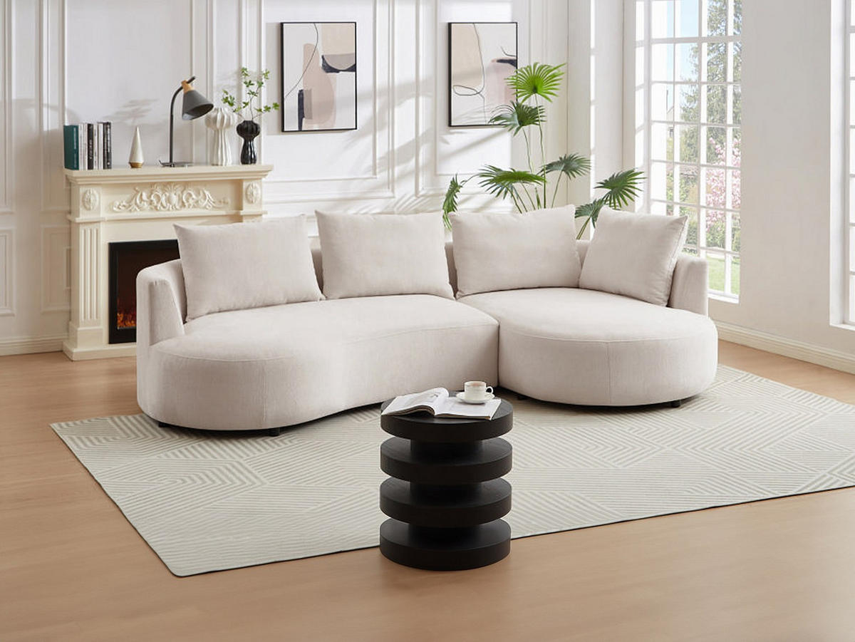 SOFA ohne Schlafmöglichkeit - 5 Personen - Samt - Beige - - Beige, Textil (158/87/285cm) - Vente-Unique