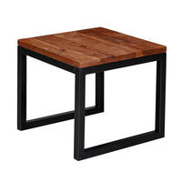 BEISTELLTISCH – Massivholz Braun rechteckig robust Industrial - Schwarz/Braun, Holz/Metall (45/45/40cm) - KADIMA DESIGN