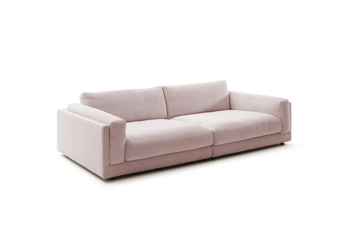 BIG SOFA RAINA Pink Cord - Pink/Schwarz, Kunststoff/Textil (294/85/150cm) - KAWOLA