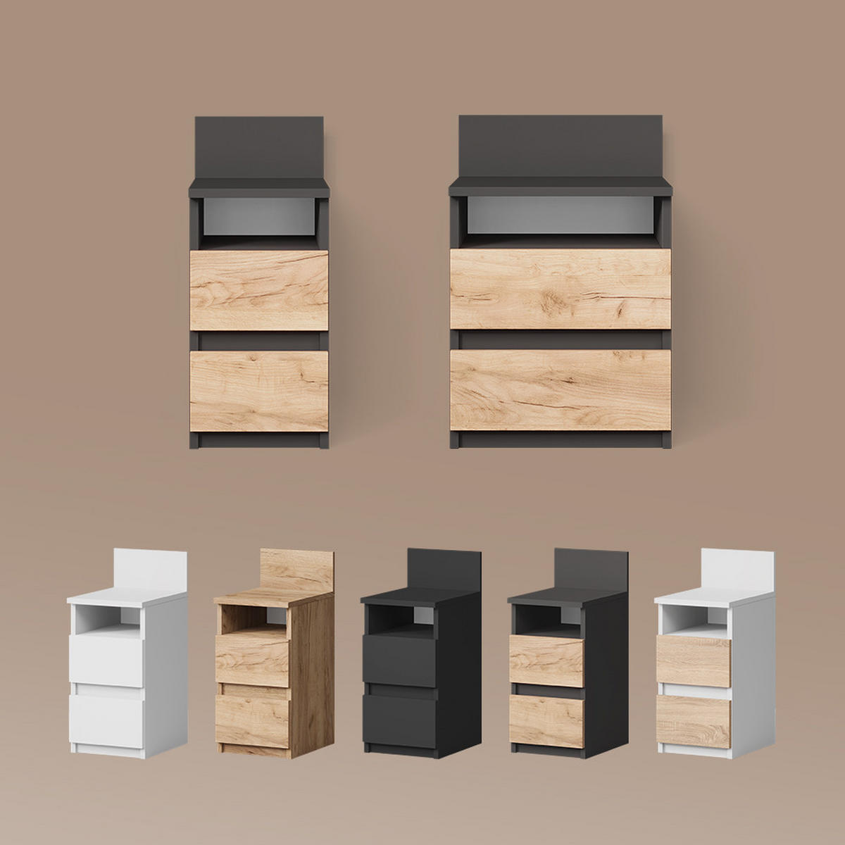 NACHTTISCH Roya, Weiß, 2er Set - Weiß, Holzwerkstoff (25/59.1/32.3cm) - Livinity®