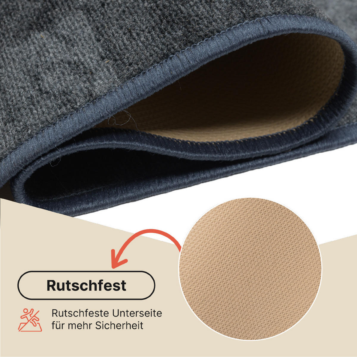 TEPPICHLÄUFER Anti-Rutsch Graphitfarben rutschfest Gummiunterlage 80/200 cm - Graphitfarben, Textil (80/200cm) - Tapiso