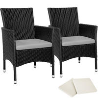 RATTANSTUHL 2er Set Nantes,59 x 57 x 85 cm,schwarz/beige - Beige/Schwarz, Kunststoff (57/85/59cm) - tectake