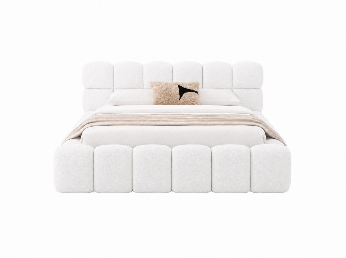 POLSTERBETT Mira Off-White 180/200 cm Boucle mit Bettkasten - Creme, Textil/Metall (180/200cm) - wonello