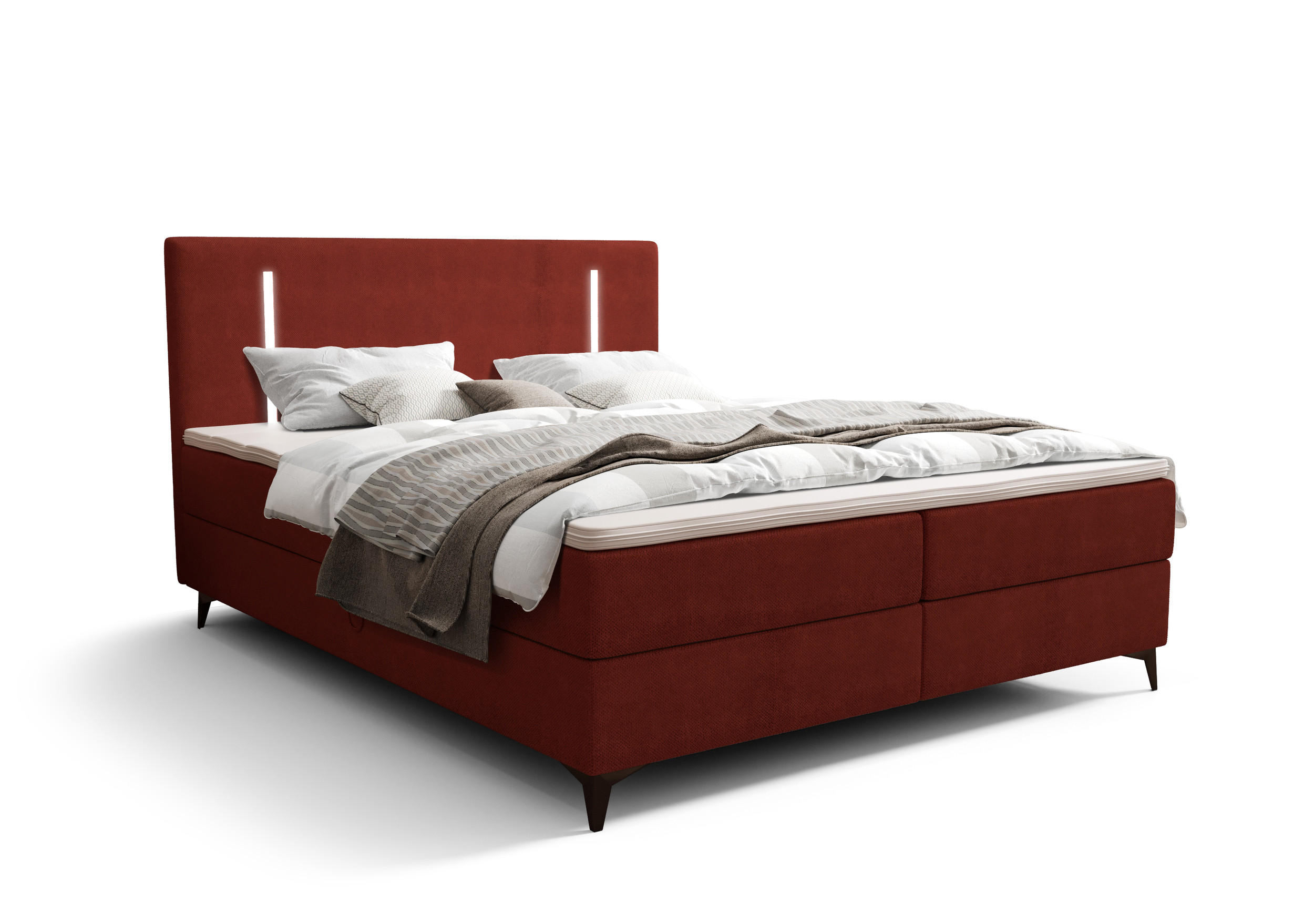 BOXBETT ONO mit Matratze H3, Bonell und Topper 180x200 CURIO 57 - Rot, Textil (180/200cm) - Bedante