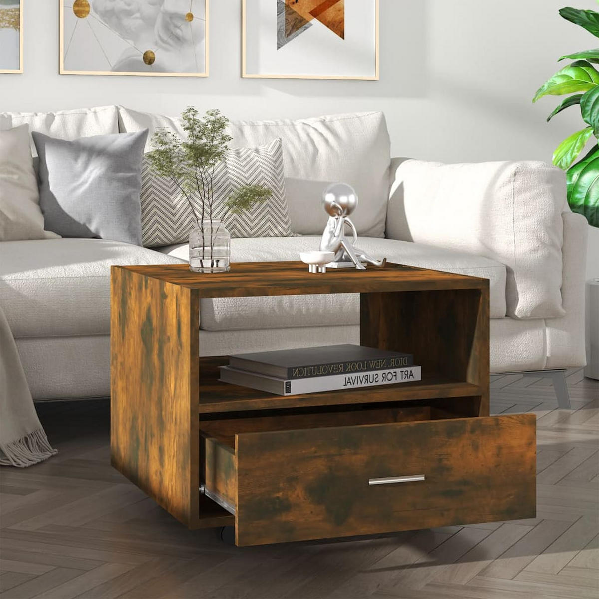 COUCHTISCH Räuchereiche 55x55x40 cm Holzwerkstoff - Braun, Holzwerkstoff (55/55/40cm) - furnicato