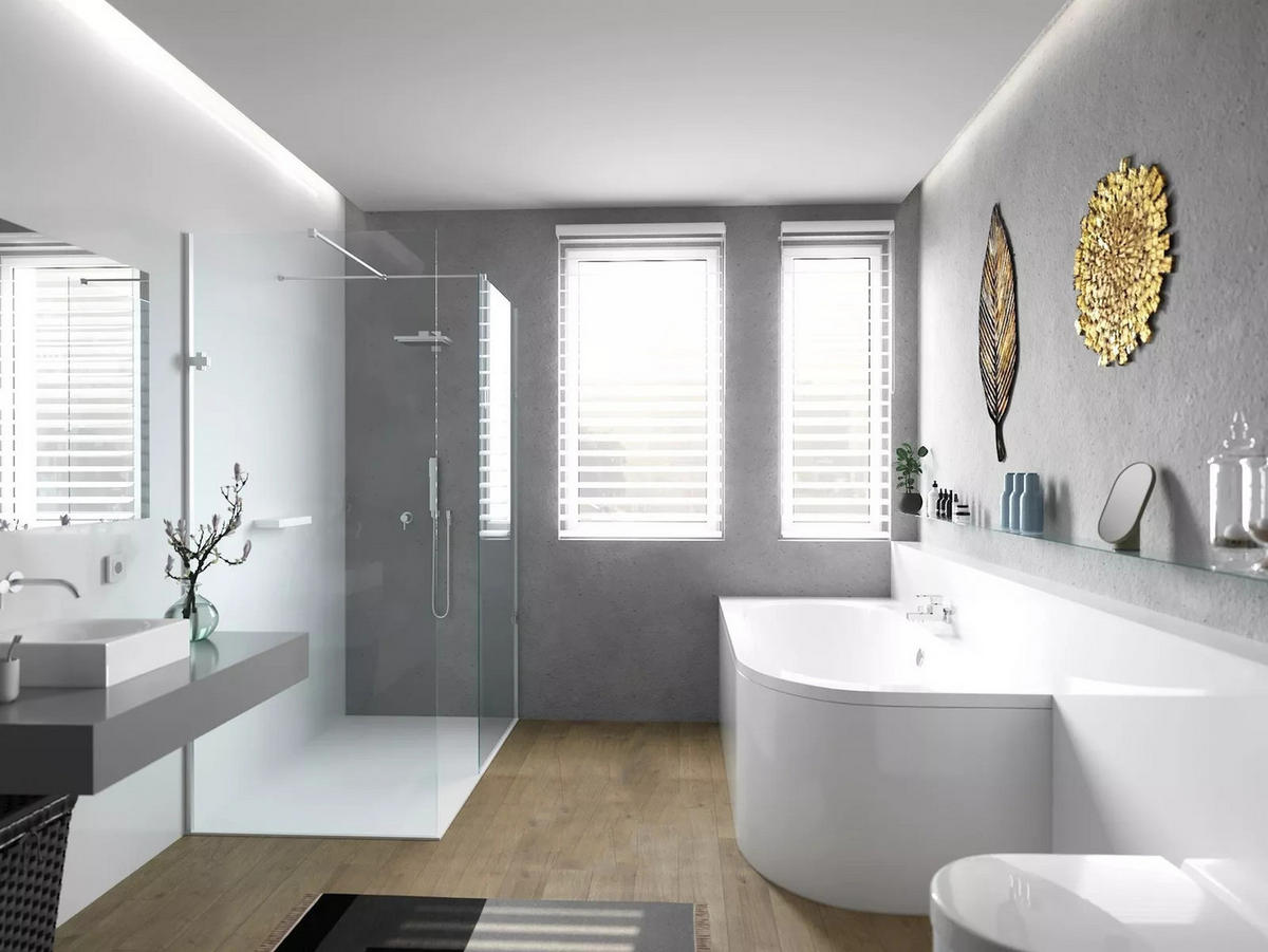 BADEWANNE Eckwanne AVITA 160/75 Links mit Schürze Ablauf Füße - Weiß, Kunststoff (75/55.5/160cm) - bad land