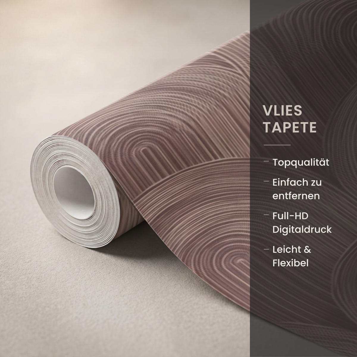 TAPETE - Rhythmic - Aufschlag - Braun - 450x220 cm - Dunkelbraun, Papier (450/220cm) - OnlyWow