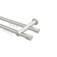 INNENLAUF-GARDINENSTANGEN-SET Platon Estana 240 cm (geteilt in 2 x 120 cm), 2-läufig, 20 mm Ø Weiß - Weiß, Metall (240cm) - INTERDECO