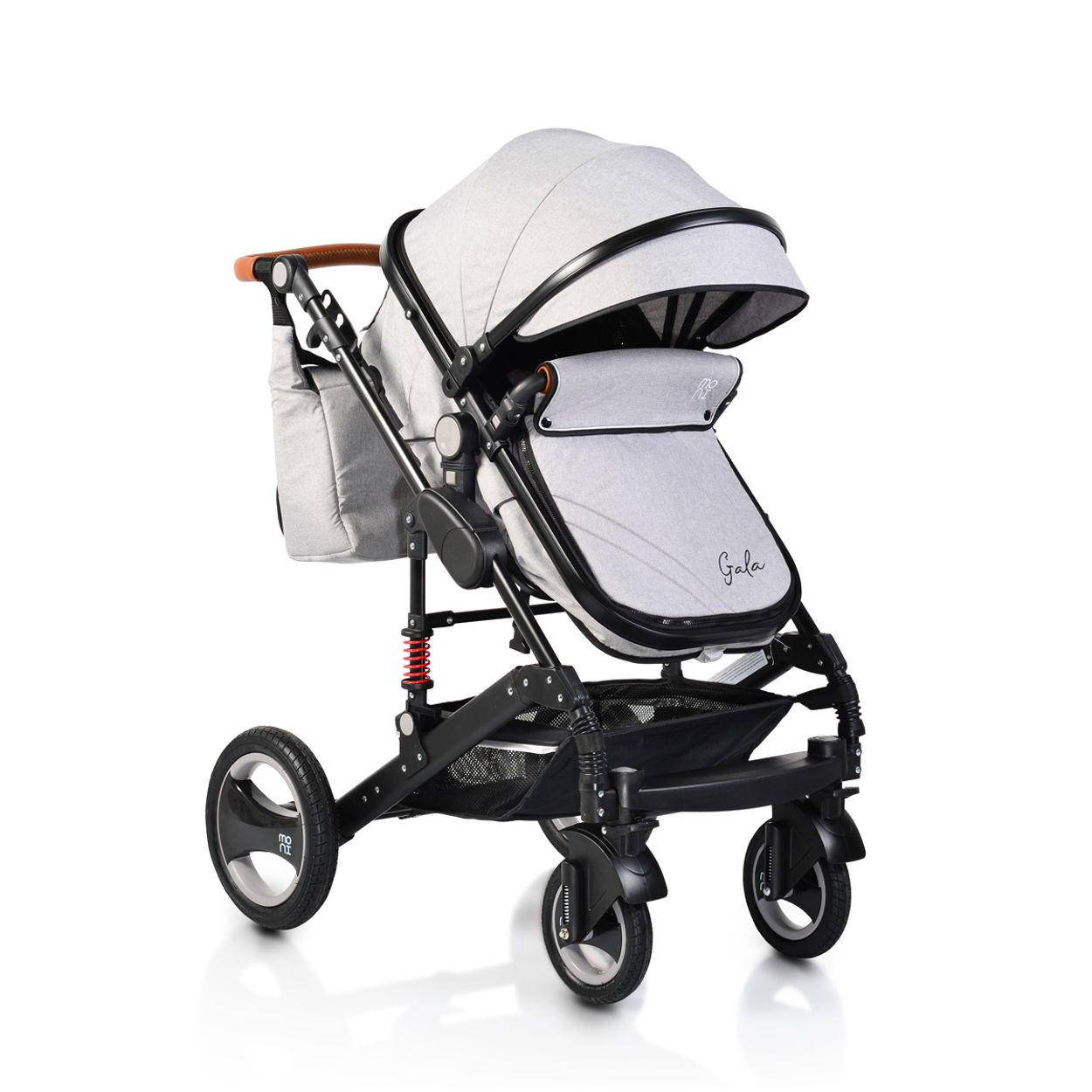 KINDERWAGEN Gala hellgrau Tragetasche Sportsitz umbaubar Wickeltasche Sitz umkehrbar - Grau, Metall (95/70/110cm) - Moni