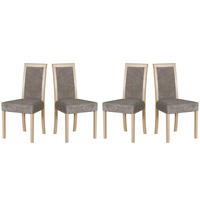 ESSZIMMERSTUHL - Set 4x Roma 3, sonoma, hygge 11  - Graubraun/Sonoma Eiche, Holz (45/93/41cm) - Leaf Design