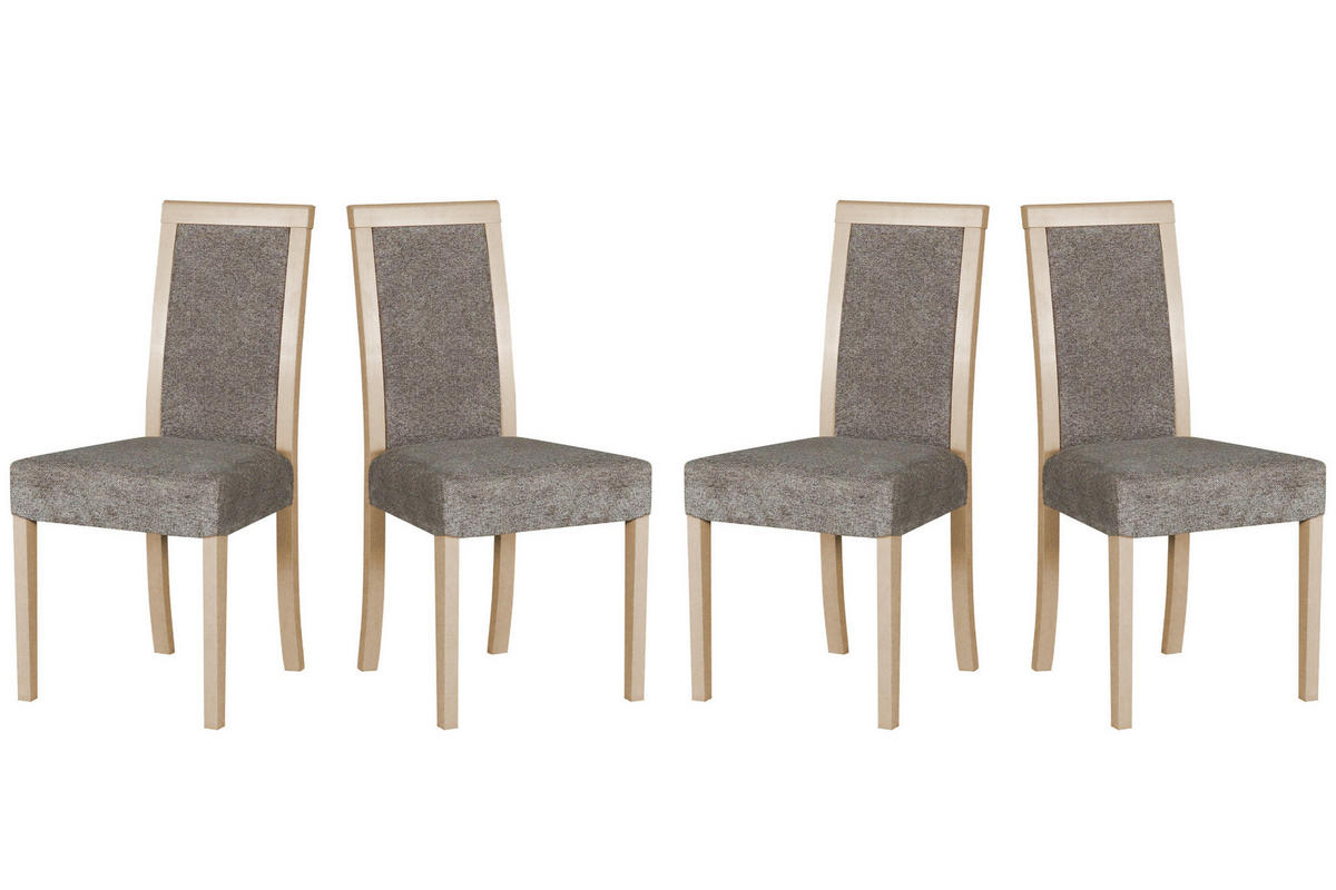 ESSZIMMERSTUHL - Set 4x Roma 3, sonoma, hygge 11  - Graubraun/Sonoma Eiche, Holz (45/93/41cm) - Leaf Design