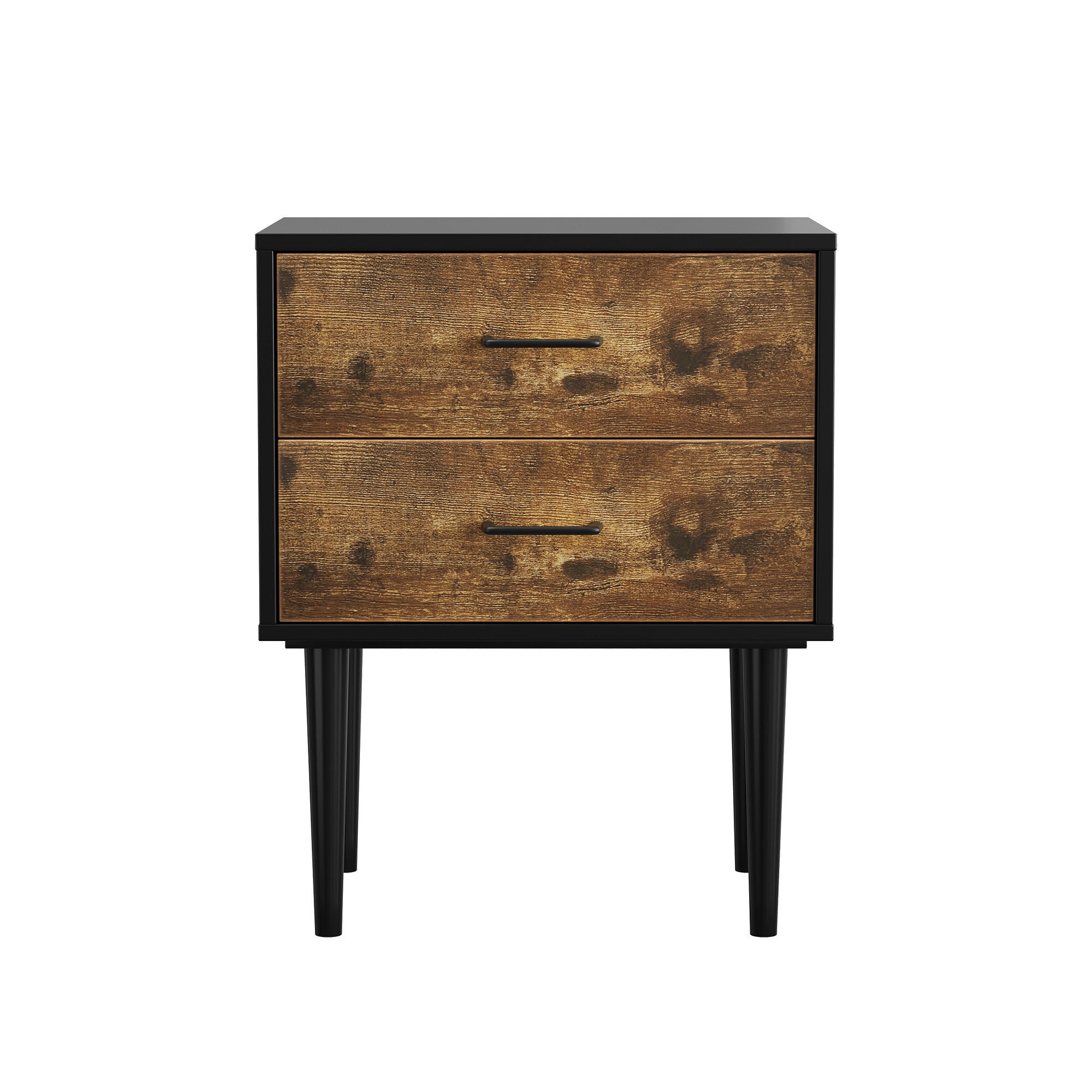 NACHTTISCH 51/38/66 cm antikbraun aus MDF mit 2 Schubladen - Braun, Holzwerkstoff (38/66/51cm) - OKWISH