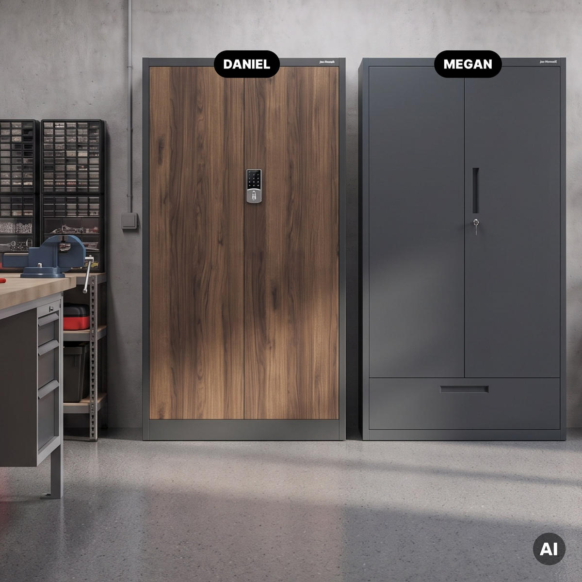 BÜROSCHRANK mit Zahlenschloss DANIEL 185x90x40 cm - Anthrazit/Nussbaumfarben, Metall (90/185/40cm) - Jan Nowak