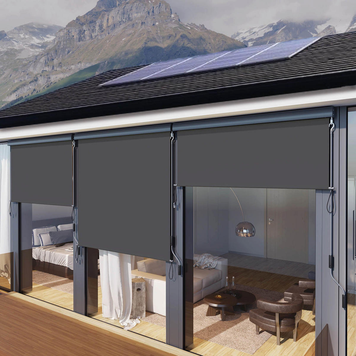 SENKRECHTMARKISE - Grau, Textil (160/8/250cm) - Hansiro