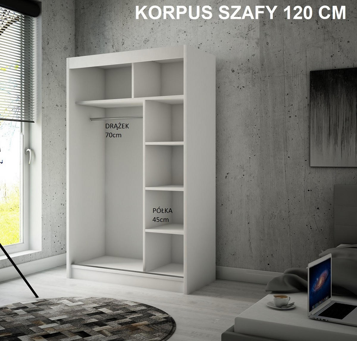 SCHRANK Weiß Craft Gold Lamellen 120 cm - Multicolor, Holzwerkstoff (120/215/61cm) - Sepro Meble