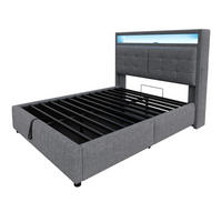 STAURRAUMBETT 140/200 cm DE-01955, in Grau, mit LED, USB und hydraulischem Stauraum - Grau, Metall (140/200cm) - ComfortXL