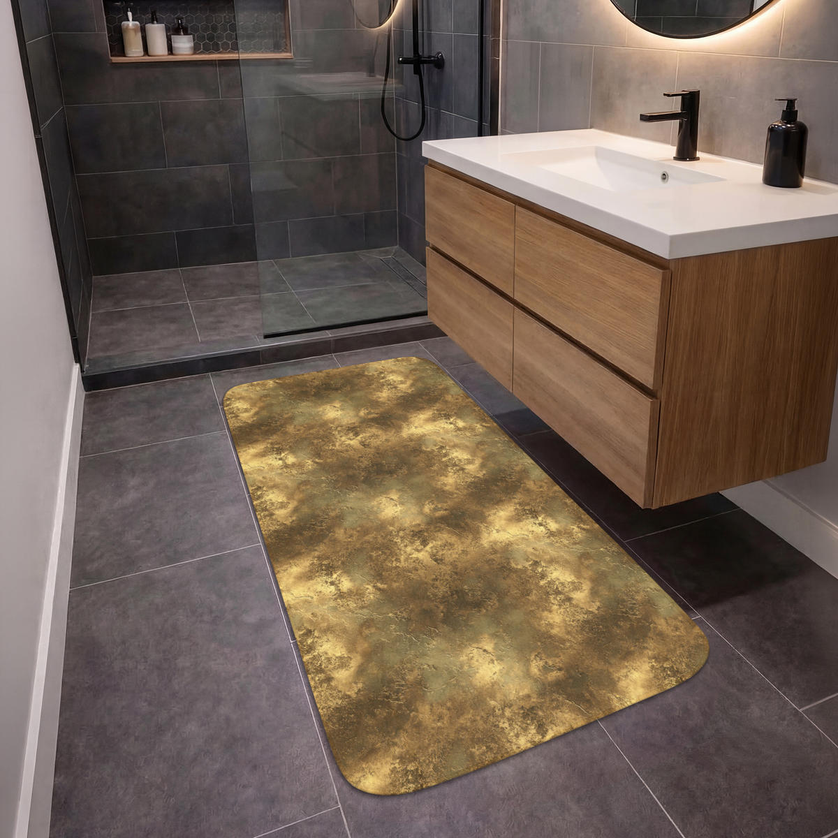 KÚPEĽŇOVÁ PREDLOŽKA Starožitný - metalický vzhľad - zlatý 60x120 cm - zlatá, textil/plast (60/120cm) - OnlyWow