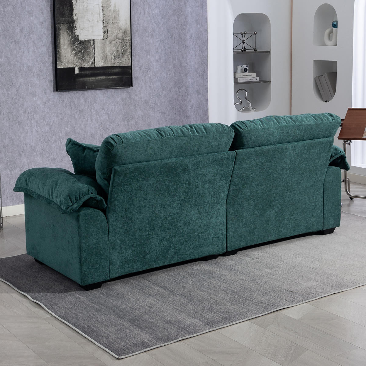 2-SITZER Sofa Chenille mit tiefem Sitz, Doppelschicht-Sitzkissen 213,4/90,1/87,6 cm Grün - Grün, Textil (90.1/87.6/213.4cm) - Redom