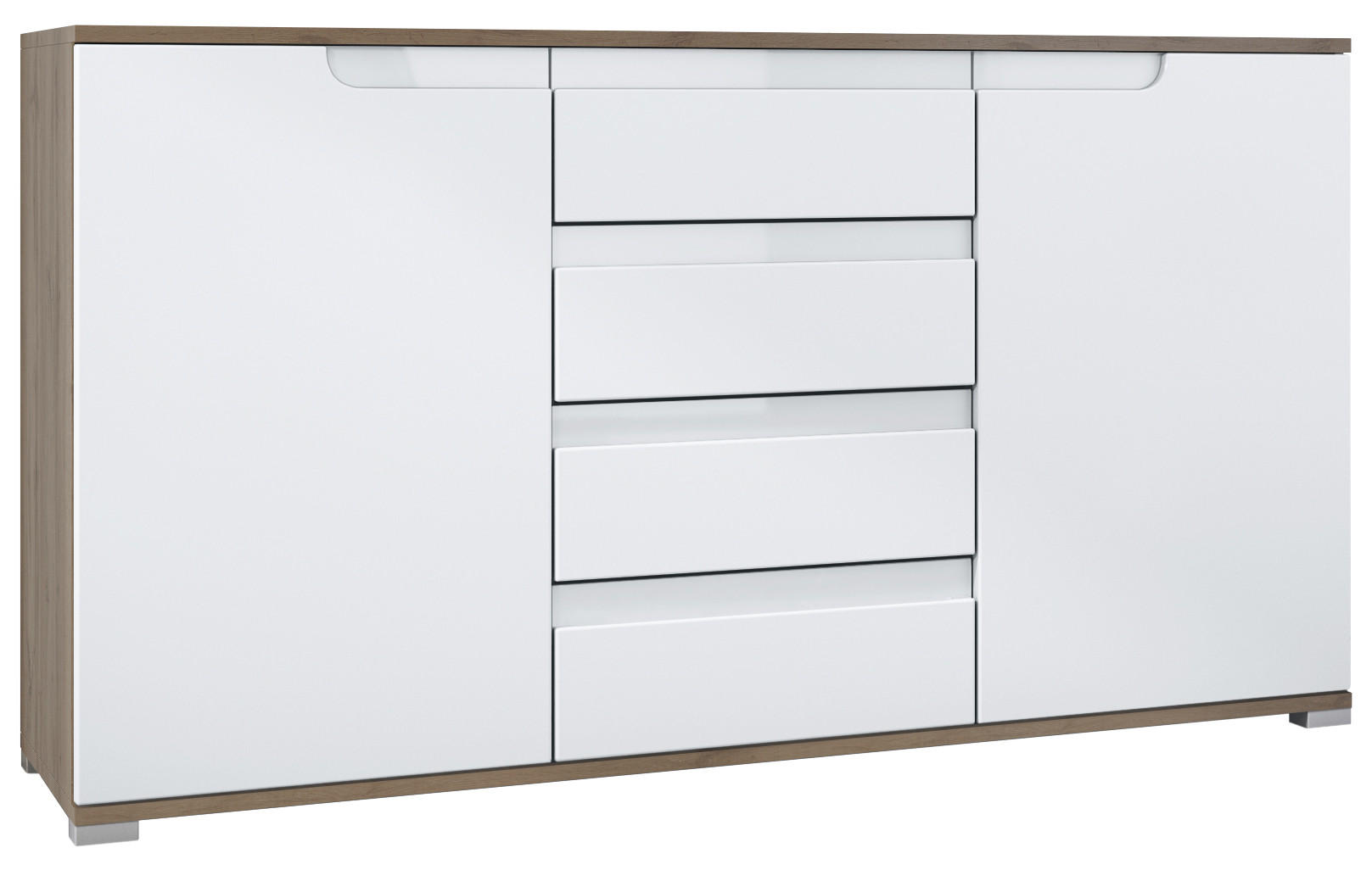 SIDEBOARD Sylt Weiß matt / Weiß Hochglanz - Weiß, Holzwerkstoff (138.5/75.5/35cm) - Vladon