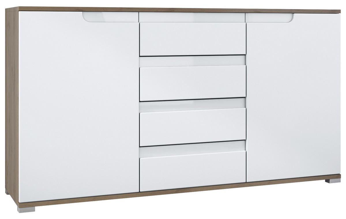 SIDEBOARD Sylt Weiß matt / Weiß Hochglanz - Weiß, Holzwerkstoff (138.5/75.5/35cm) - Vladon