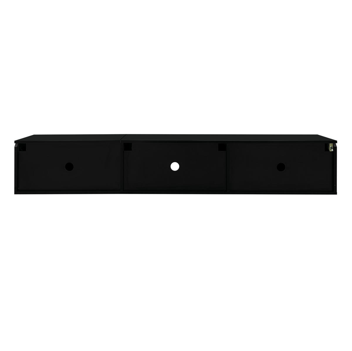 WANDLOWBOARD 180/35/30 cm mit LED-Beleuchtung und Kabeldurchlass - Schwarz, Holzwerkstoff (180/30/35cm) - BEAOK