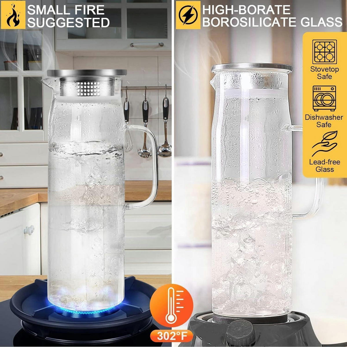 GLASKARAFFE 1.5 Liter mit Deckel - Transparent, Glas (9/9cm)