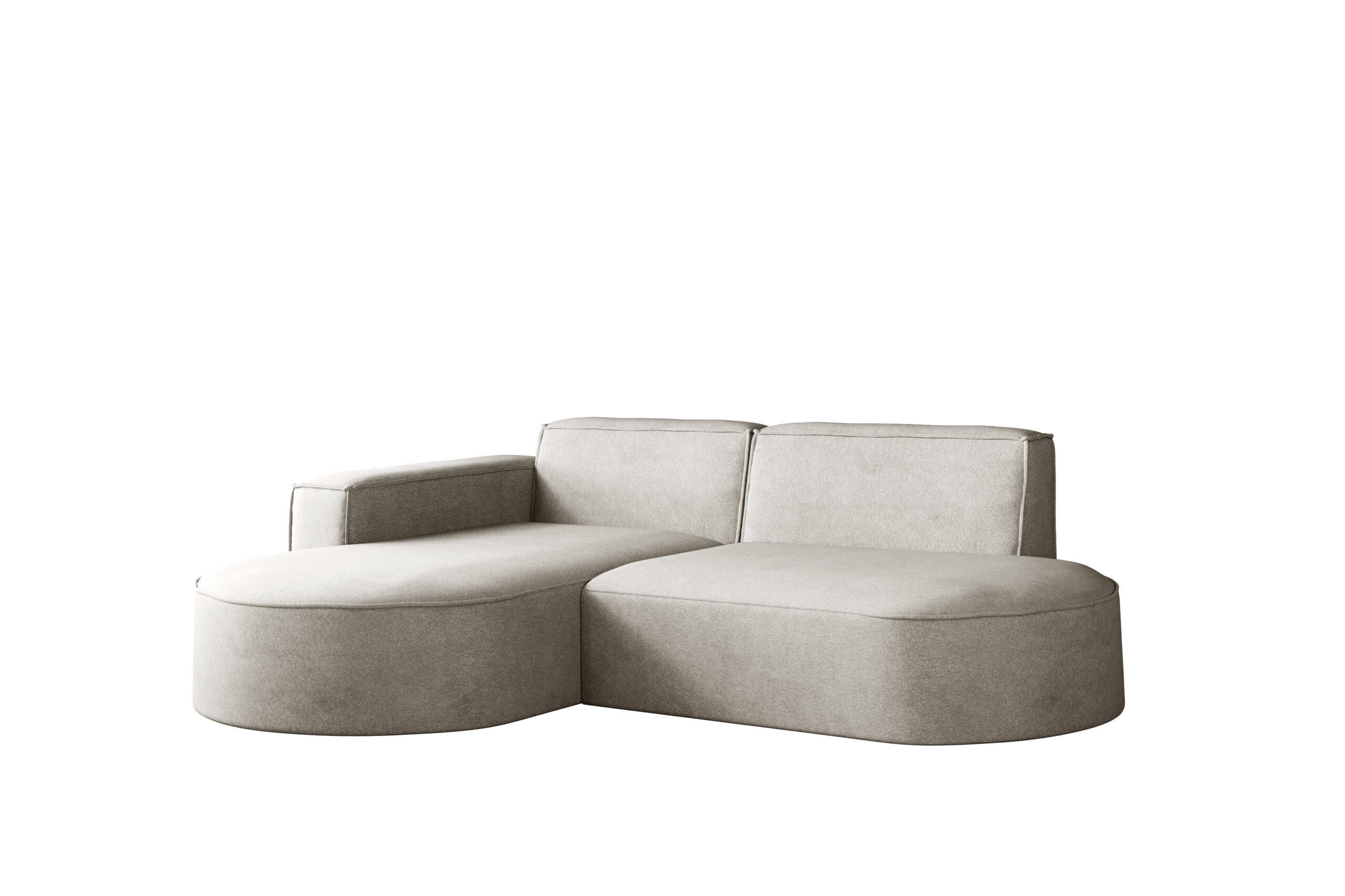 ECKSOFA Modena Modern Und Komfort Velours Stoff Salvador Links Hellgrau - Hellgrau, Holz/Textil (165/236cm) - Kaiser Möbel