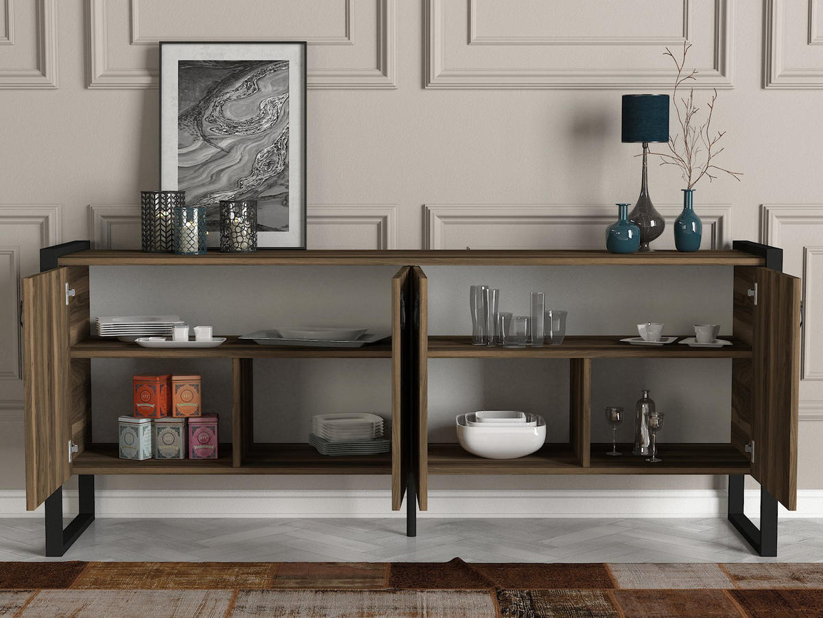 SIDEBOARD Lost mit Metallfüßen Braun - Walnussfarben/Schwarz, Holzwerkstoff/Metall (180/78/40cm) - moebel17