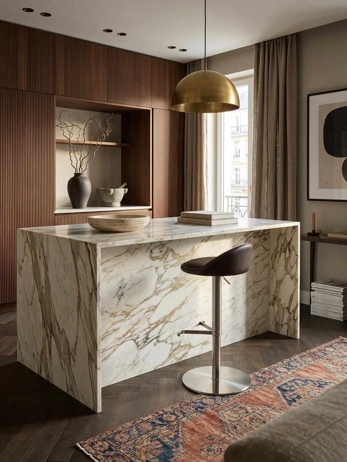 BARHOCKER Höhenverstellbar Edelstahl Halbrunde Rückenlehne DONAU, Braun 43x43x90 cm - Silberfarben/Braun, Kunststoff/Textil (43/90/43cm) - KADIMA DESIGN