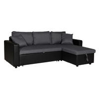ECKSOFA CLARK GRAU MELIERT UND SCHWARZ 3 PLÄTZE - Schwarz, Kunststoff (225/146cm) - Happy Garden