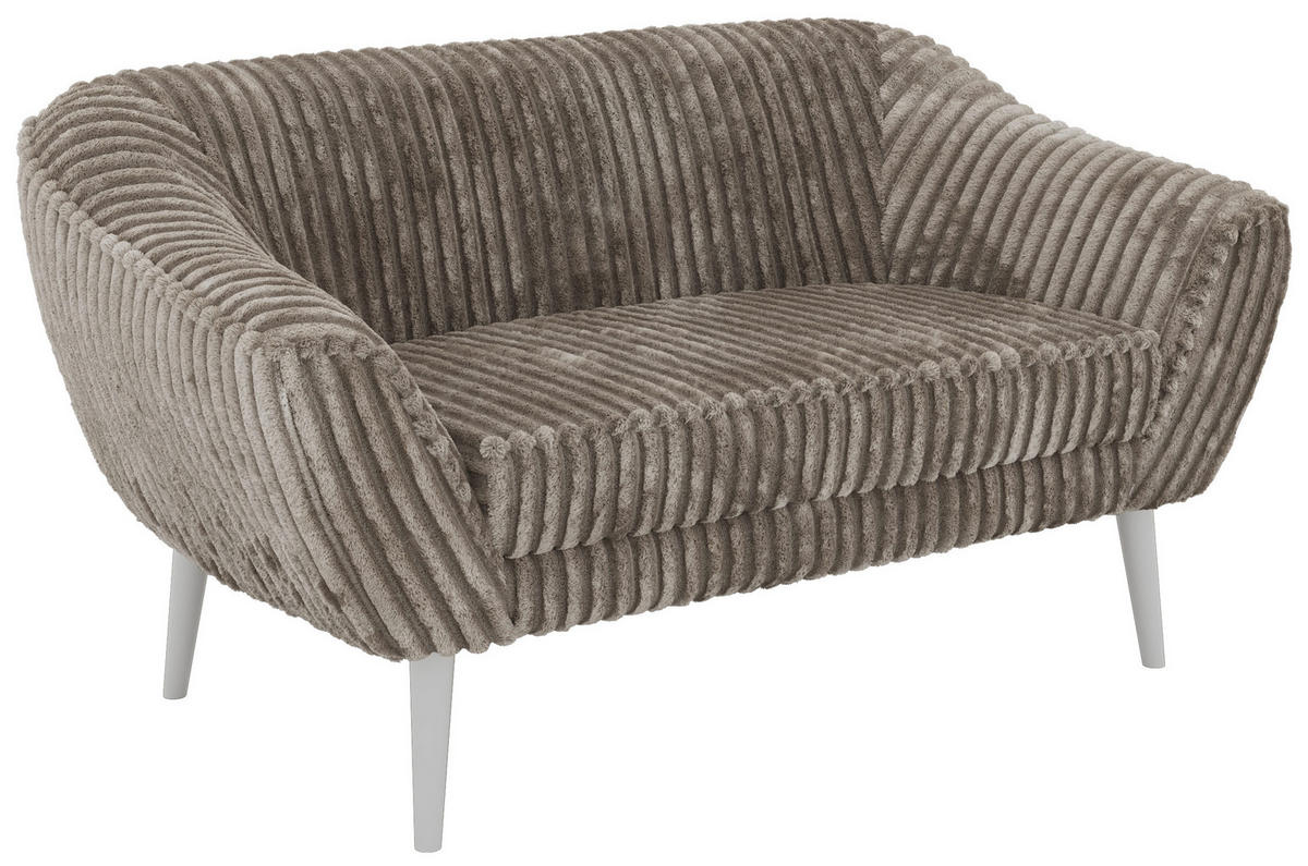 2-SITZER-SOFA PIRS - Hellbraun Cord - Weiße Beine - Hellbraun/Weiß, Holzwerkstoff/Textil (140/75/74cm) - MKS
