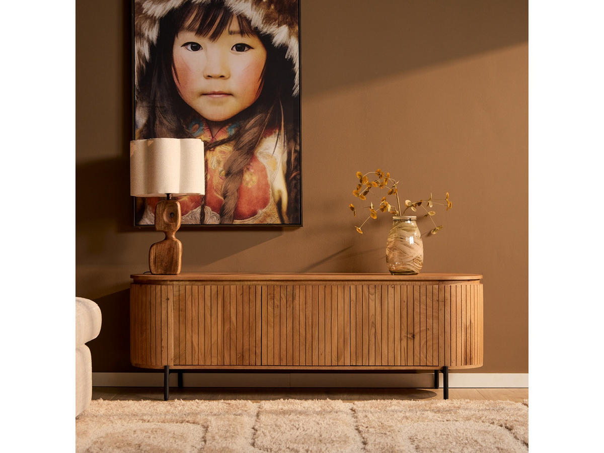 LOWBOARD Helena Mangoholz 210 cm / 45 cm Natur - Naturfarben, Holz (210/55/45cm) - Villa Möbel