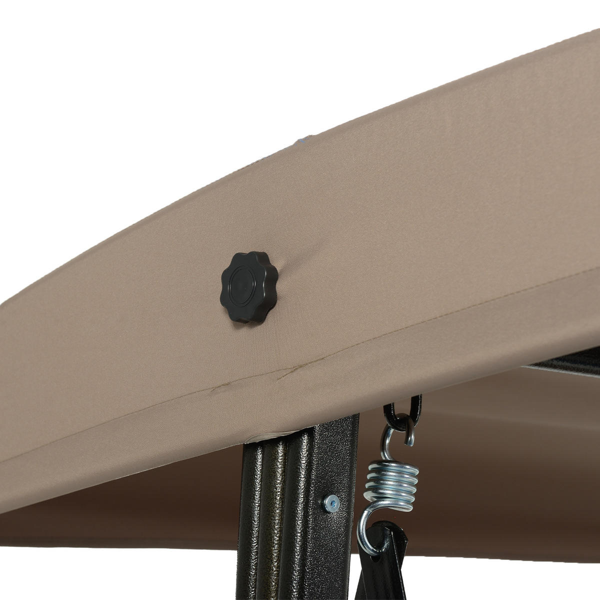 HOLLYWOODSCHAUKEL DESCANSO - Beige, Ohne Regenabdeckung - Beige, Textil/Metall (115/195/198cm) - Home Deluxe
