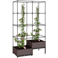 HOCHBEET DE-05398 2-stöckig, mit Rankgitter Kunststoff/Stahl - Schwarz, Metall (100/174/50cm) - ComfortXL