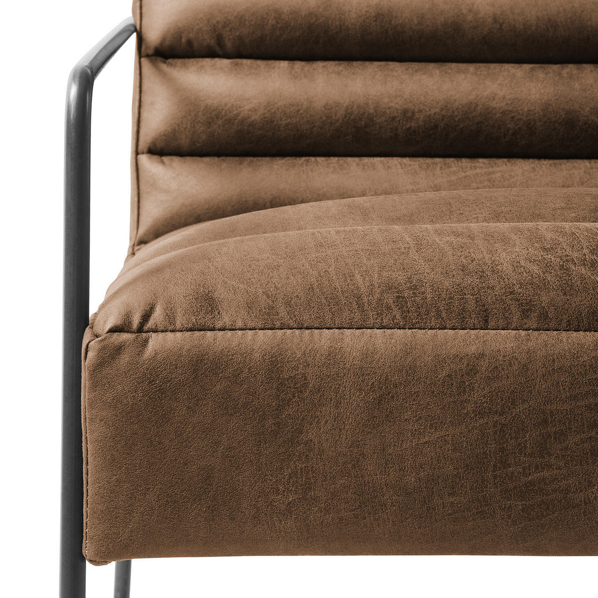 SESSEL - Antiklederlook - Grau, Textil/Metall (63/71/78cm) - home24