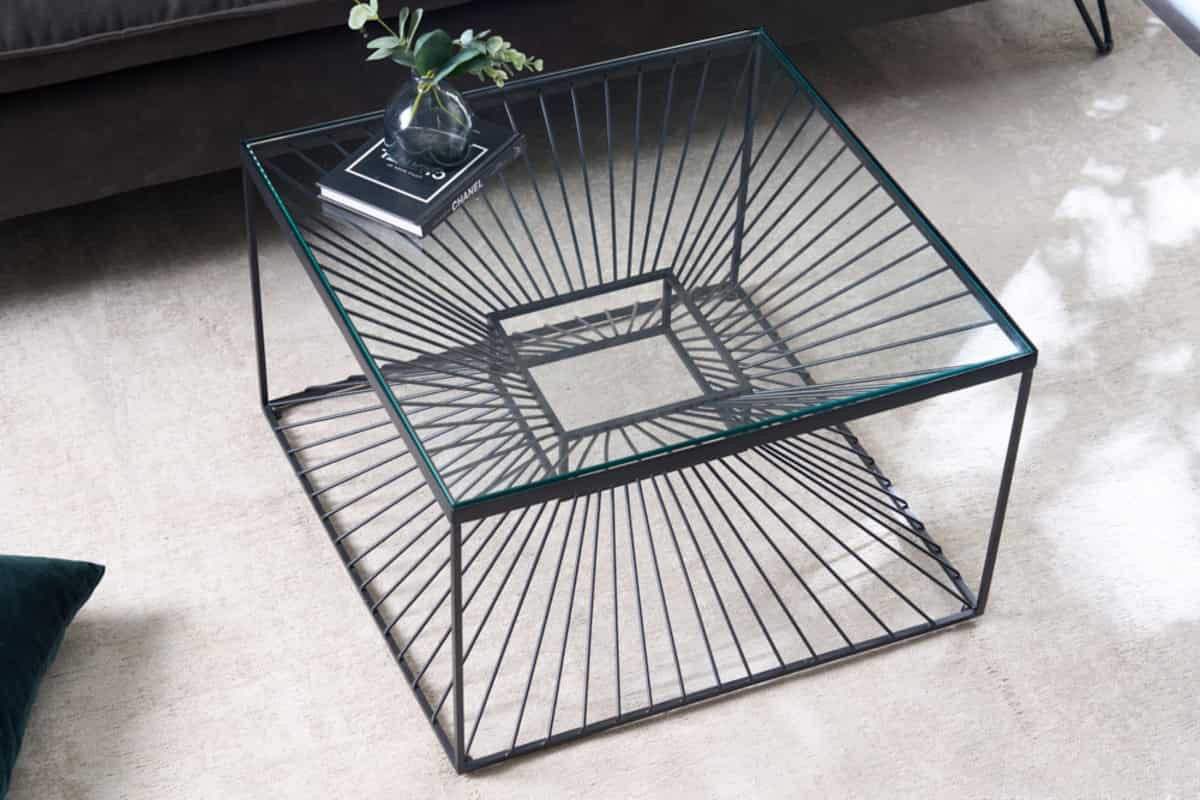 COUCHTISCH ILLUSION Glas Transparent 60 cm - Transparent/Schwarz, Glas/Metall (60/60/37cm) - riess-ambiente