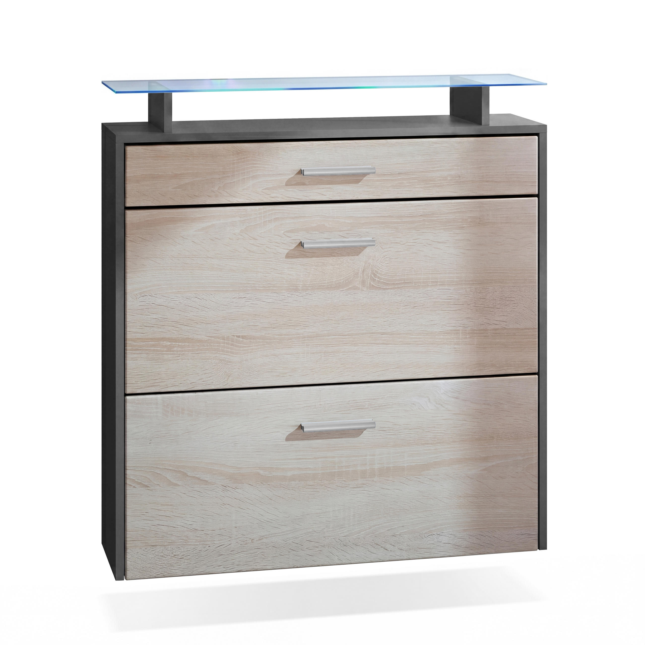 SCHUHSCHRANK Malea Fronten in Eiche sägerau - Eiche San Remo, Holzwerkstoff (89/96/23cm) - Vladon