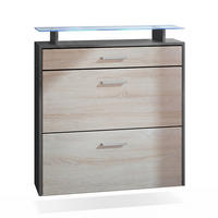 SCHUHSCHRANK Malea Fronten in Eiche sägerau - Eiche San Remo, Holzwerkstoff (89/96/23cm) - Vladon