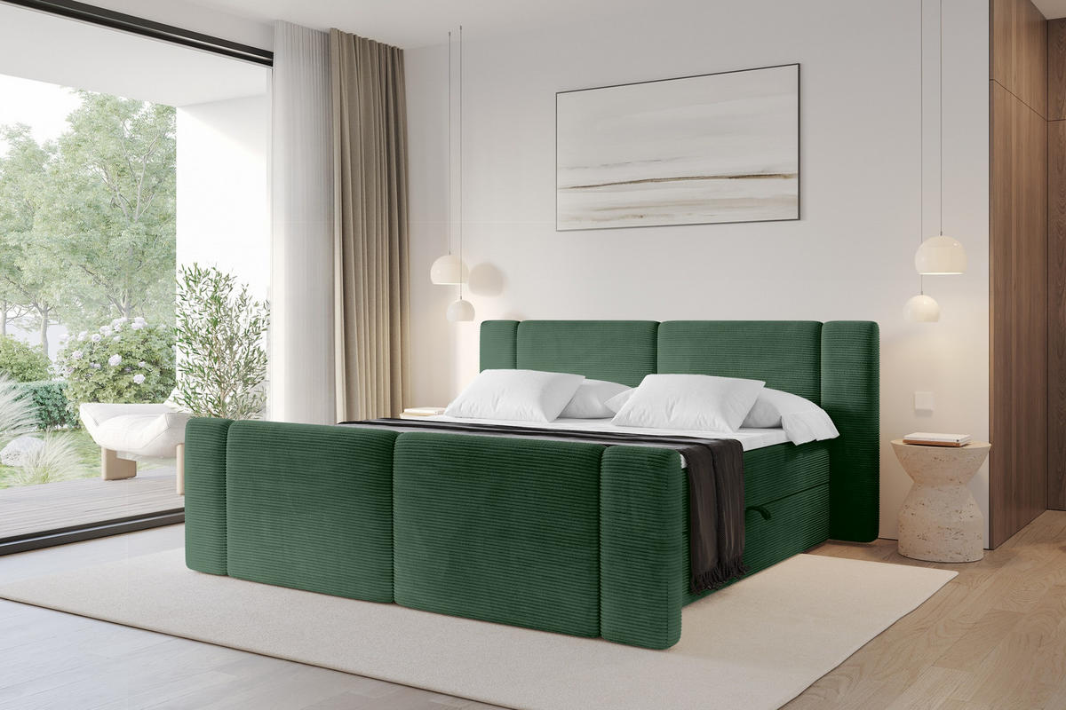BOXBETT mit Matratze H3 - EVON Zanozek - 140x200 cm Grün - Grün, Holzwerkstoff (140/200cm) - ALTDECOR
