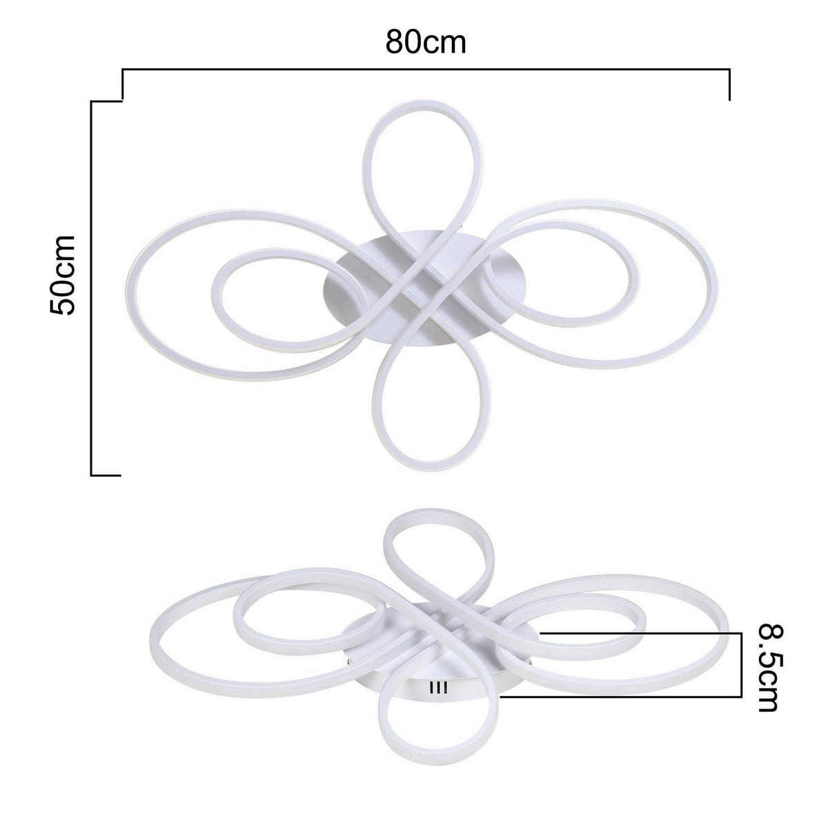 LED-DECKENLEUCHTE Aphroe 80/50/8.5cm - Weiß, Metall (80/50/8.5cm) - ZMH