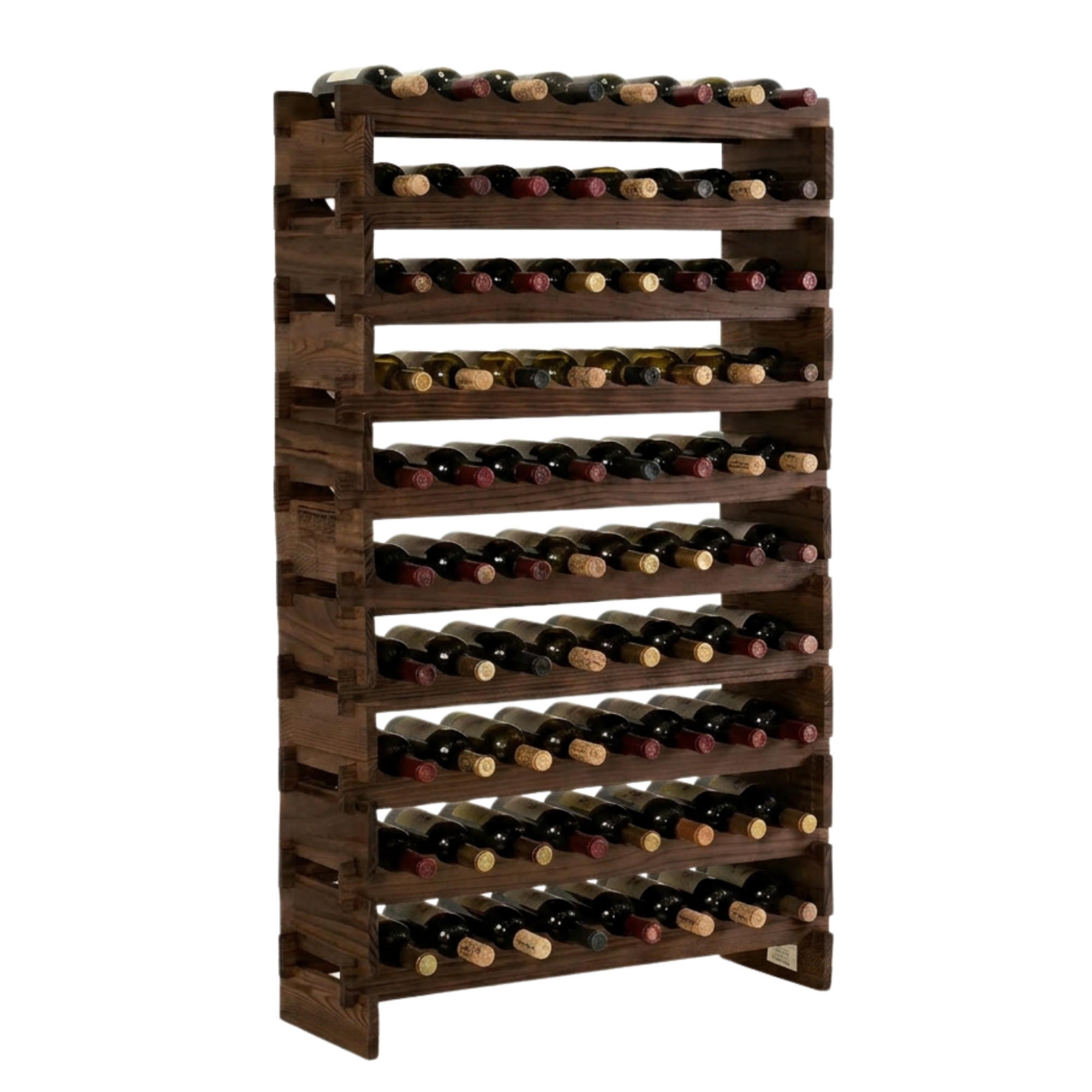 WEINREGAL NAVARRA aus Holz 135x84x28cm 80 Flaschen auf 10 Ebenen Braun geölt - Braun, Holz (84/135/28cm) - PROREGAL